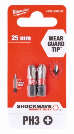 Outlet Embouts de vissage Shockwave PH 25mm - 2 pièces - Milwaukee Outils