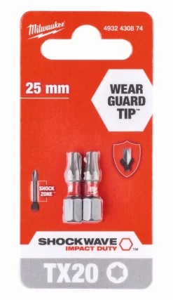 Online Embouts de vissage Shockwave TX - 25mm - Milwaukee - 2 pièces Outils