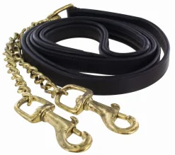 New Longe de présentation en cuir avec double chaîne à mousquetons Présentation En Main|Licols Et Longes
